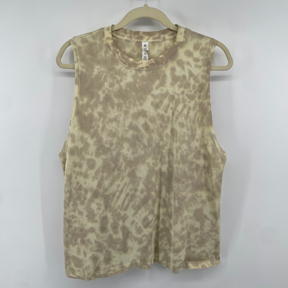 Lululemon All Yours Tank Women 6 Beige Tie Dye Pima Cotton Muscle Tee LW1CQOS